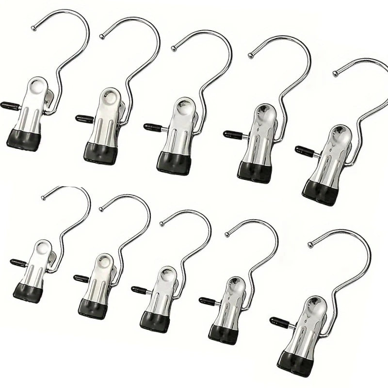 10 Metal Pants Hangers with Clips – Space-Saving Closet Organizer Clothes Hangers Axl 10pcs-Black