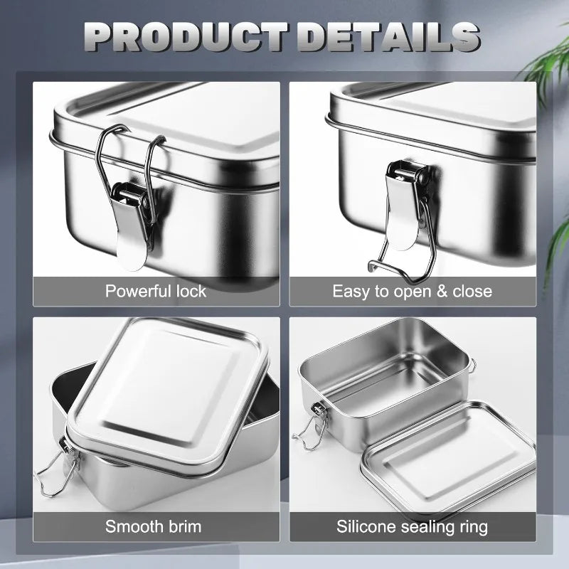 Stainless Steel Bento Box with Lockable Clips | Metal Lunch Box Metal Lunch Box Axl
