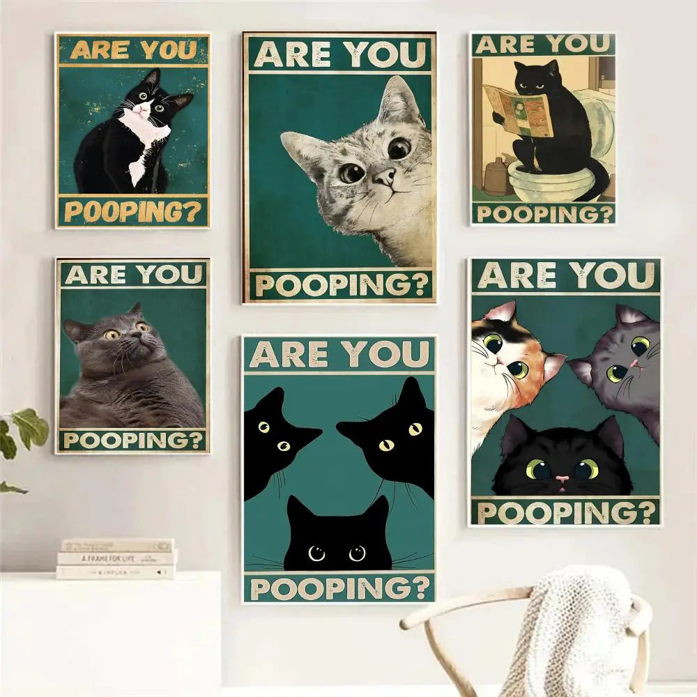 Funny Cat Canvas Wall Art – "Are You Pooping?" HD Print Poster Canvas Wall Art Axl