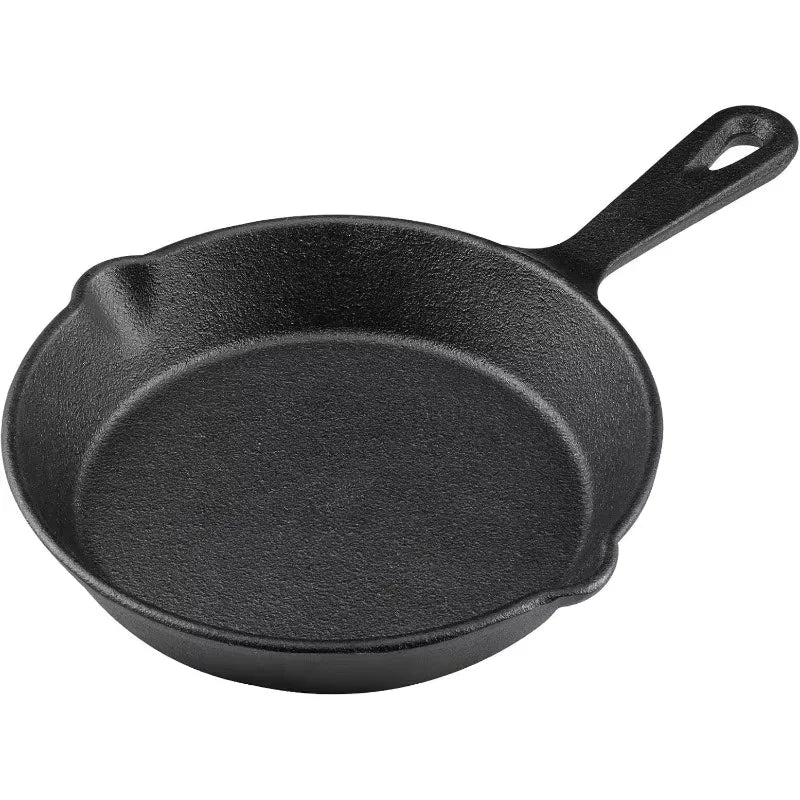 6-Inch Pre-Seasoned Cast Iron Frying Pan – Heat-Resistant Handle Cast Iron Skillet Axl black-1pcs