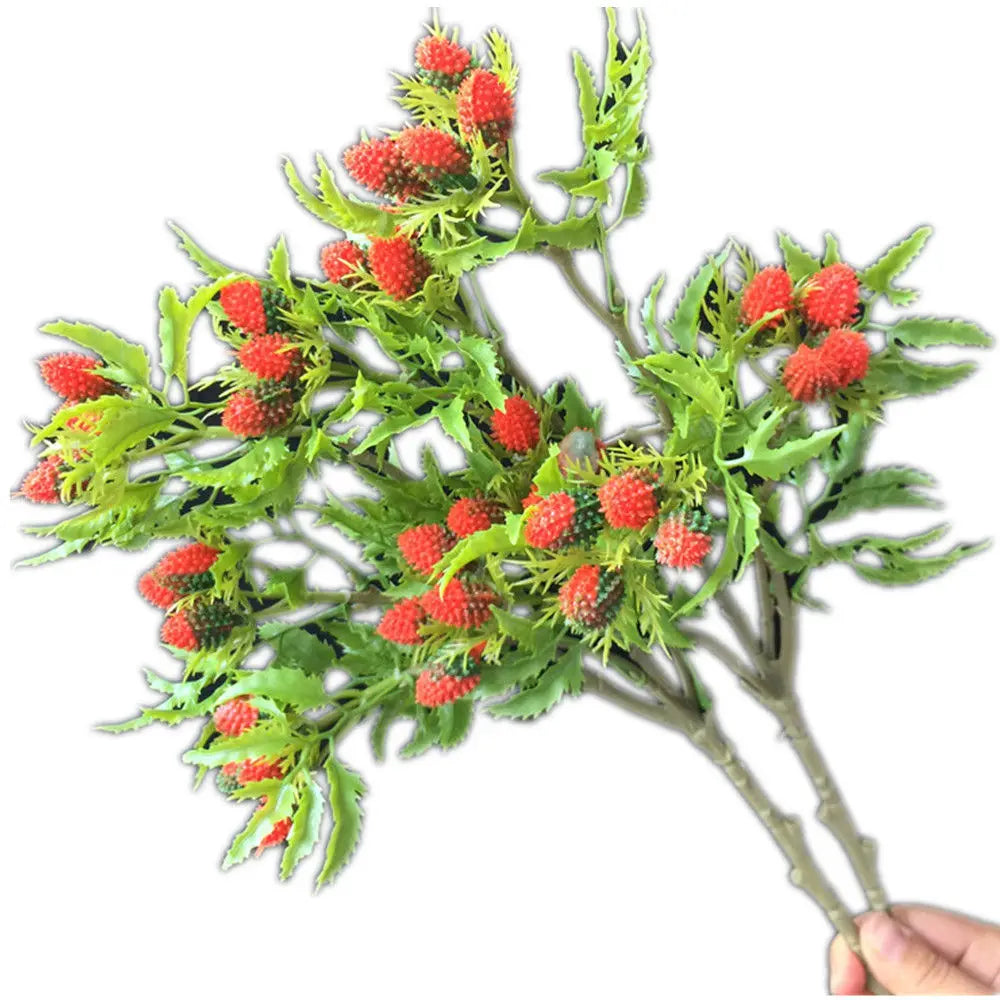 Artificial Berry Branch 3-Fork Stem – Wedding Floral Décor Artificial Floral Stem Axl