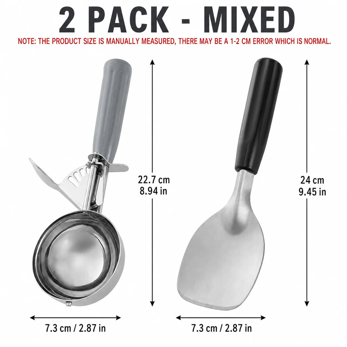 2-Pack Ice Cream Scoop Set – Trigger & Spade Stainless Steel Ice Cream Scoop Set Axl 2 Pack-Mixed
