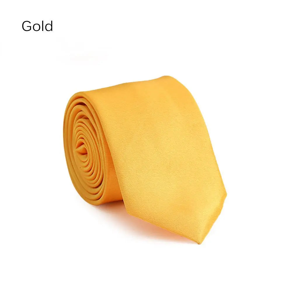 Men's Slim Solid Skinny Necktie – Faux Silk Wedding & Party Tie Men's Necktie Axl gold