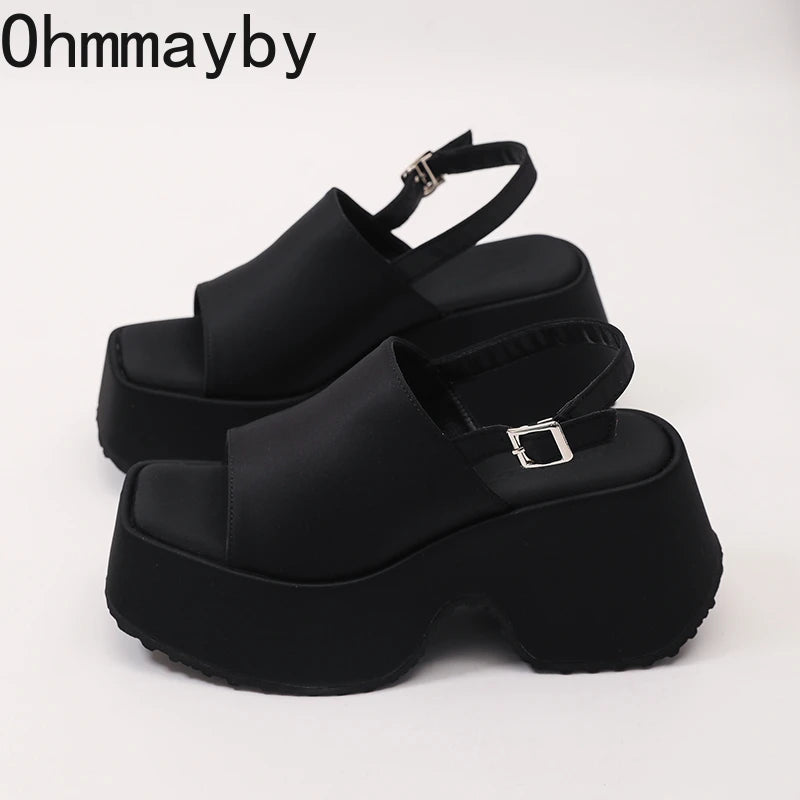 Women's Leopard Platform Wedge Sandals Open Toe Buckle Heels Platform Wedge Sandals Axl