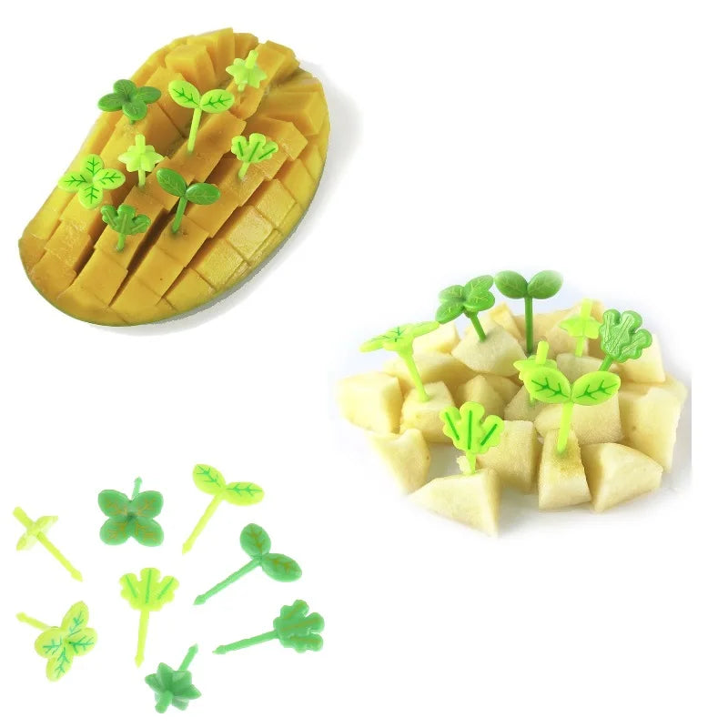 8-Piece Leaf Fruit Forks – Kids Bento Lunch Box Picks Food Picks Set Axl