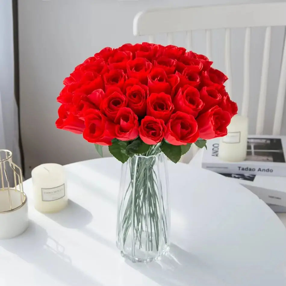 Red Silk Rose Bouquet – Artificial Flowers for Home & Wedding Artificial Flower Bouquet Axl