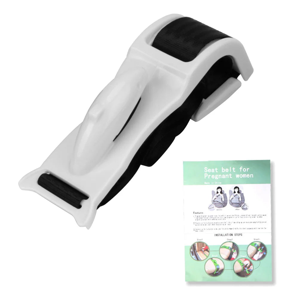 Pregnancy Seat Belt Adjuster – Maternity Belly Comfort & Safety Seat Belt Adjuster Axl WHITE