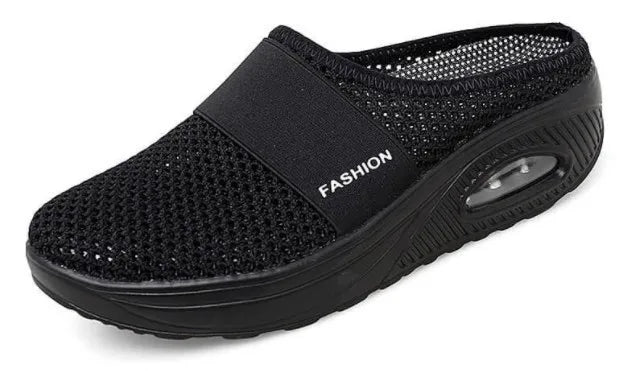 Women's Mesh Mule Slippers – Slip-On Flat Shoes Sizes 5–14 Mule Slippers Axl black 43
