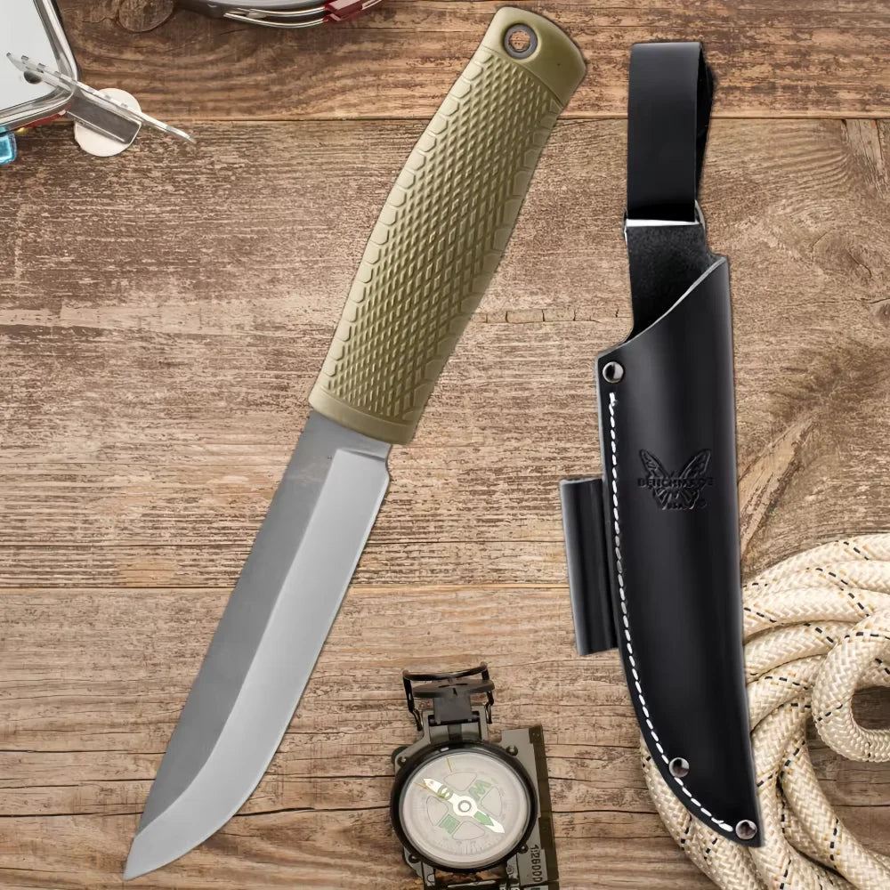 Outdoor Camping Fixed Blade Knife – D2 Steel & Leather Sheath Fixed Blade Knife Axl