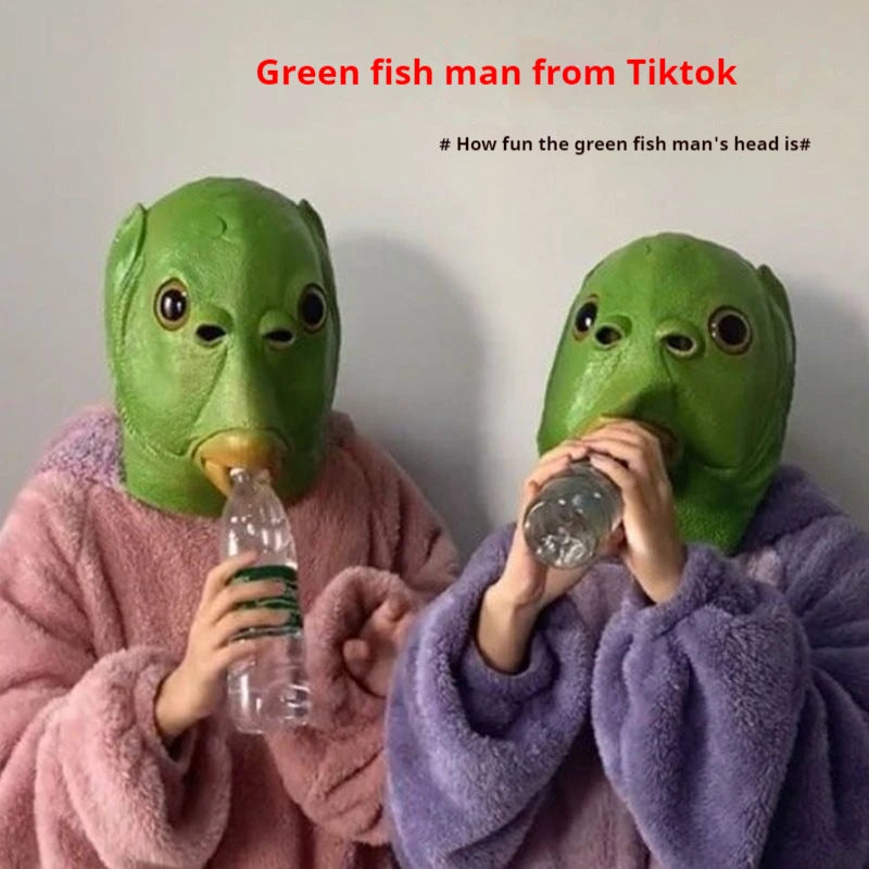 Green Fish Head Mask – Full Face Funny Animal Costume Costume Mask Axl