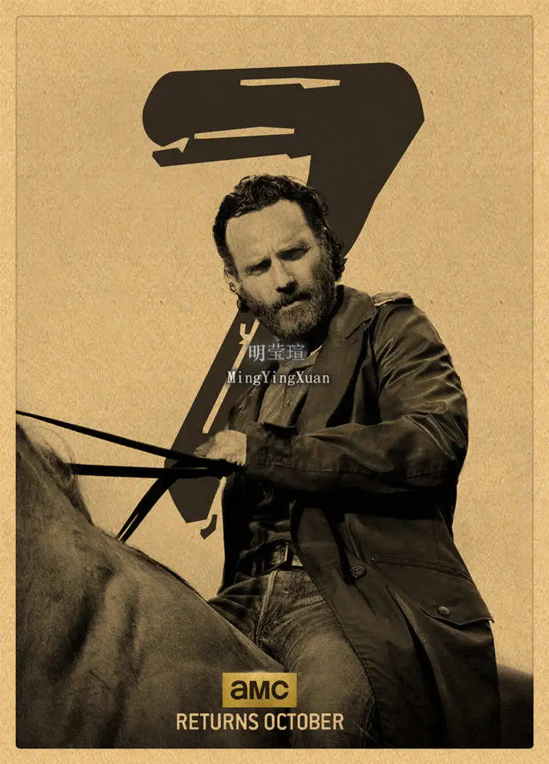 Walking Dead Vintage Kraft Paper Poster | Retro Wall Art Decor