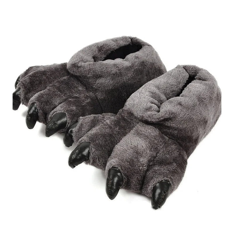 Lorilury Fuzzy Animal Slippers – Novelty Paw & Bigfoot Slides Novelty Indoor Slippers Axl WD-40 Gray 39 China Mainland