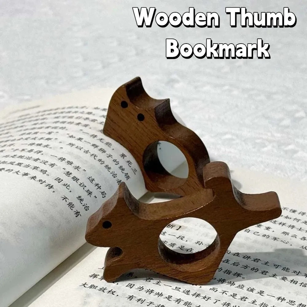 Handmade Wooden Thumb Bookmark – Cat & Dog Shape | Black Walnut Wooden Thumb Bookmark Axl