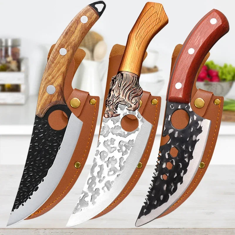 Stainless Steel Meat Cleaver & Chef Knife – Wooden Handle Kitchen Chef Knife Axl Knife ABC