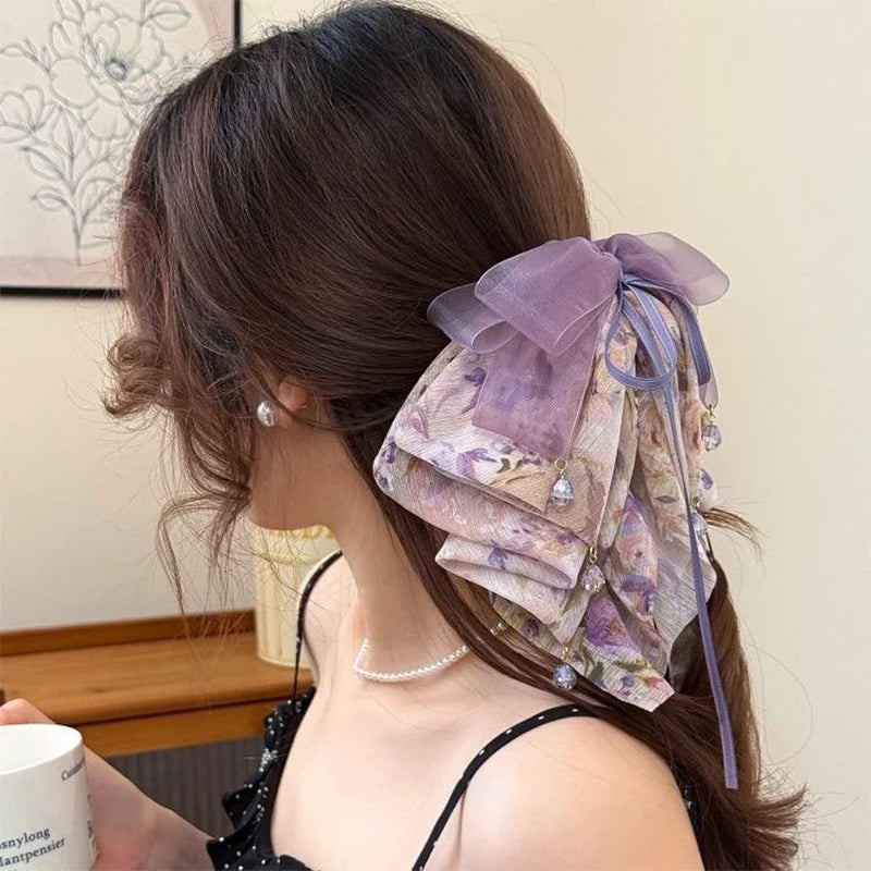 Floral Bow Bead Shark Clip – French Elegant Hair Claw Hair Claw Clip Axl