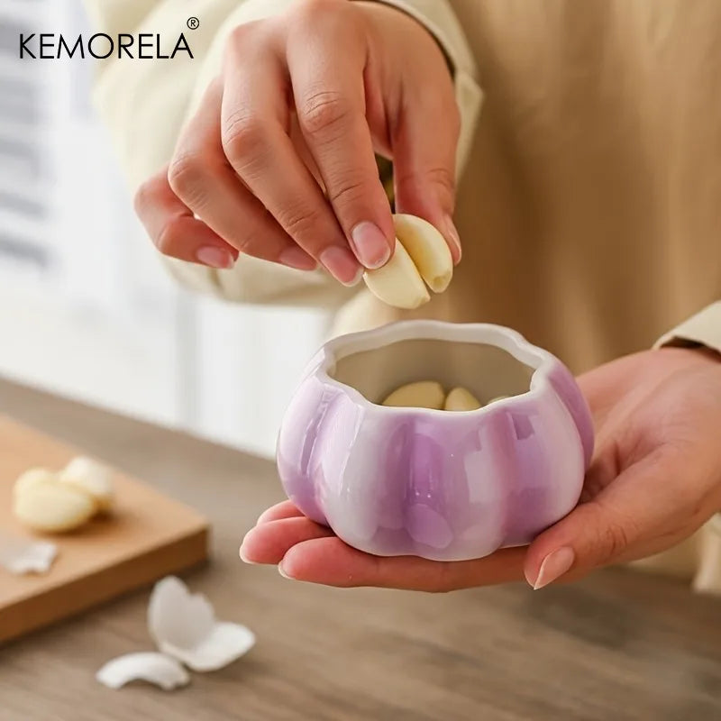 Purple Ceramic Garlic Storage Jar – Airtight Kitchen Container Ceramic Storage Jar Axl