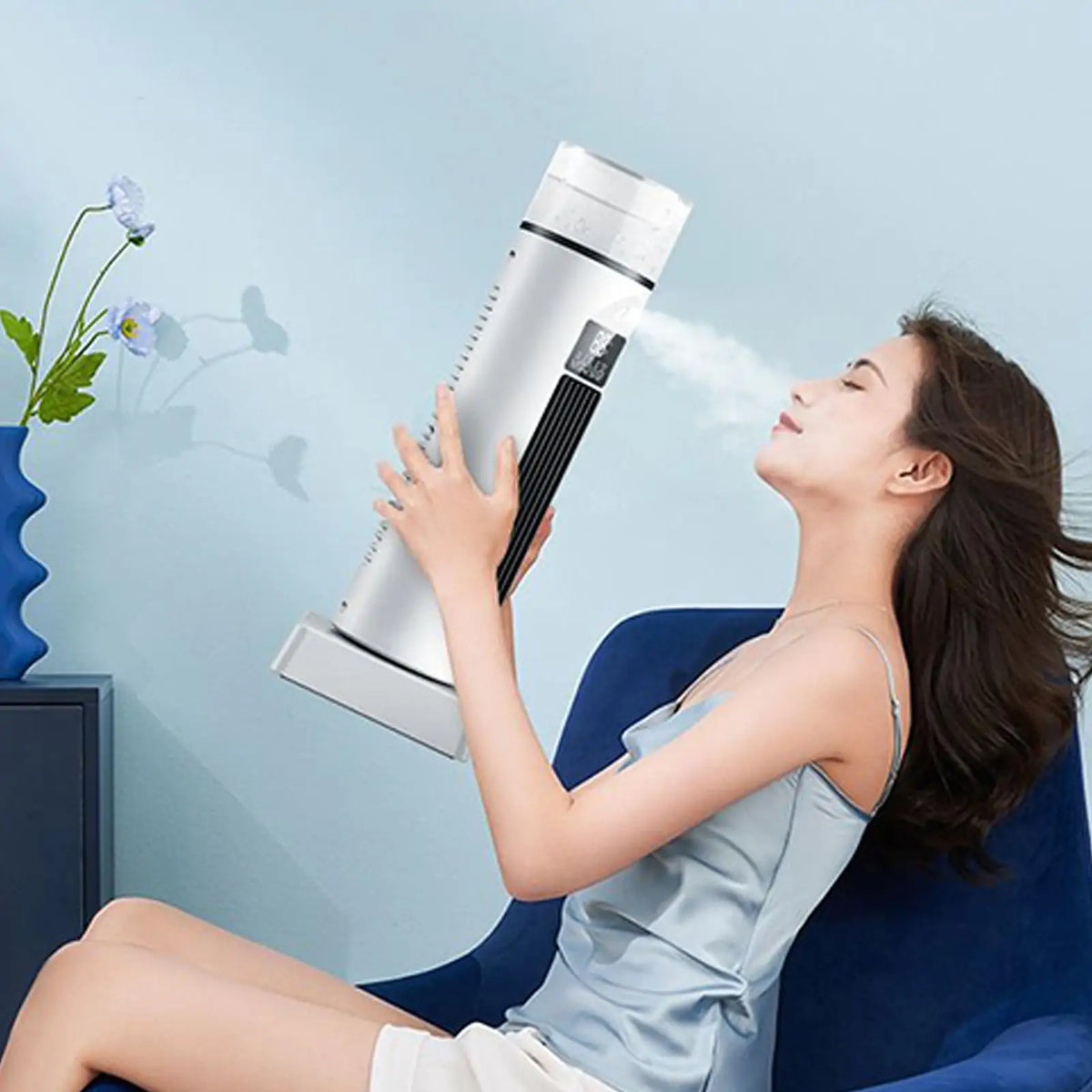 Portable Bladeless Fan with Humidifier | Quiet USB Space Cooler Bladeless Humidifier Fan Axl