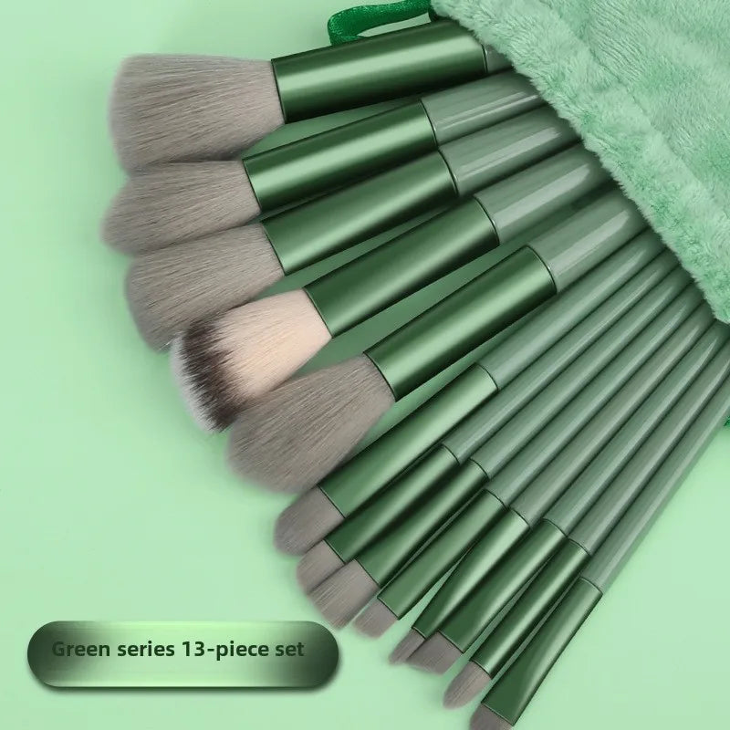 Professional Makeup Brush Set – Contour, Highlight & Eye Shadow Makeup Brush Set Axl Green 13 pieces - cl