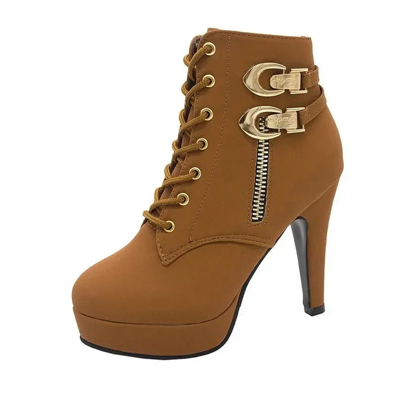 YBQJOO Plus Size Women's Ankle Boots High Heel Zip-Up Women's Ankle Boots Axl YELLOW 41