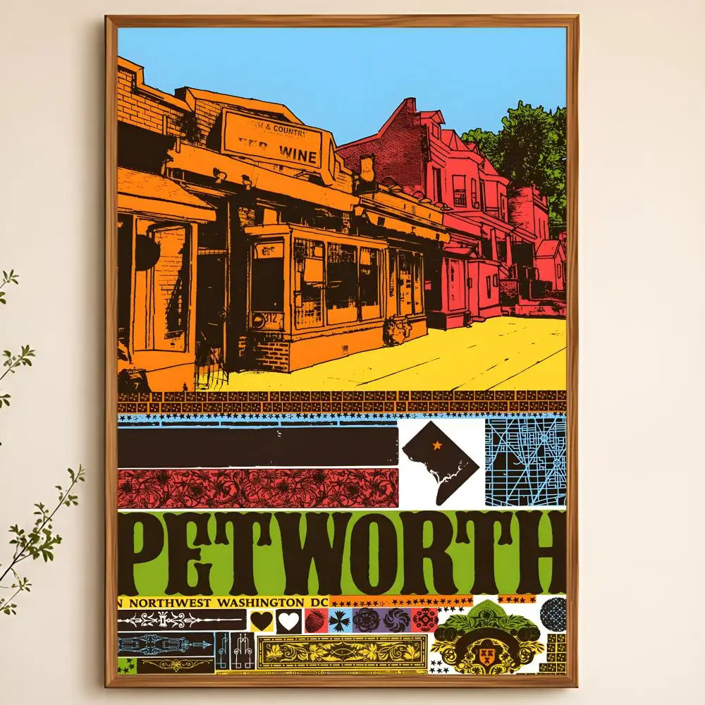 Washington Neighborhood Poster – Self-Adhesive Waterproof Wall Art Decorative Wall Poster Axl