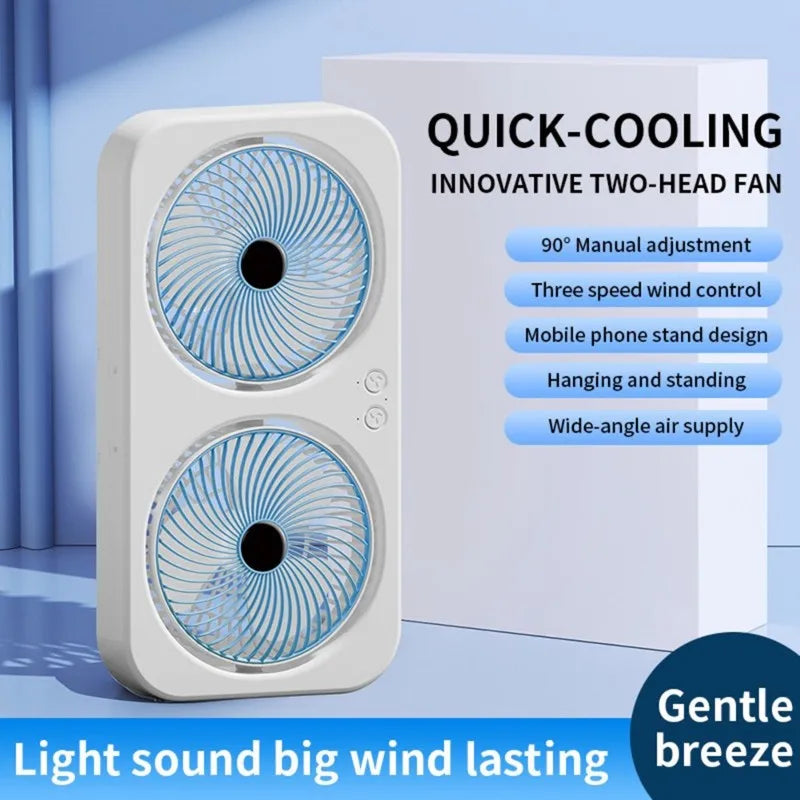 USB Rechargeable Dual Head Desktop Fan – Quiet & Portable Desktop Fan Axl