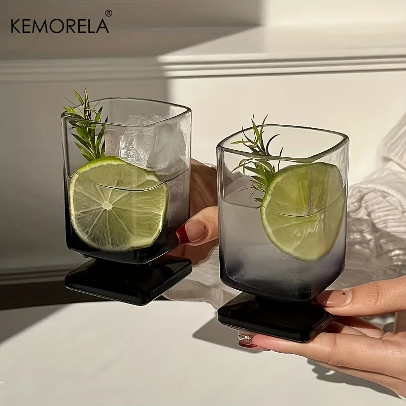 Square Black Gradient Glass Tumbler – Cocktails & Whiskey Glass Tumbler Axl