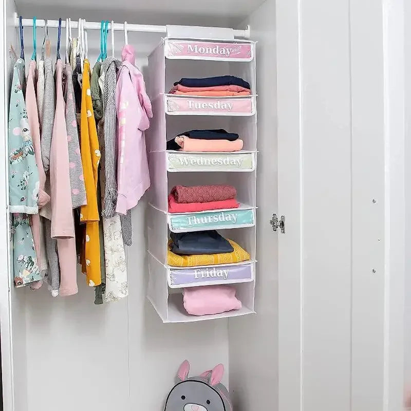 5-Shelf Kids Weekly Hanging Closet Organizer – Days of Week Hanging Closet Organizer Axl