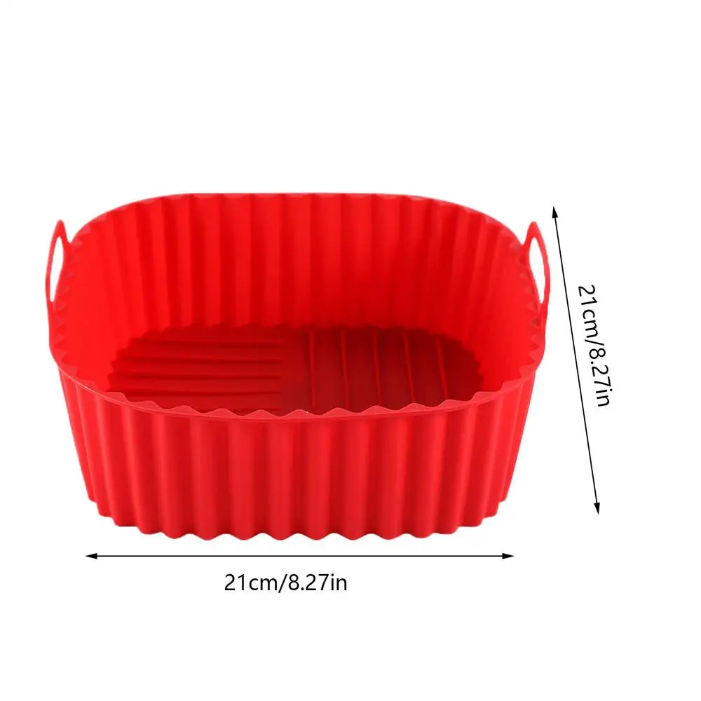 Non-Stick Silicone Air Fryer Liner – Square Baking Tray 8.27" Silicone Baking Liner Axl Red