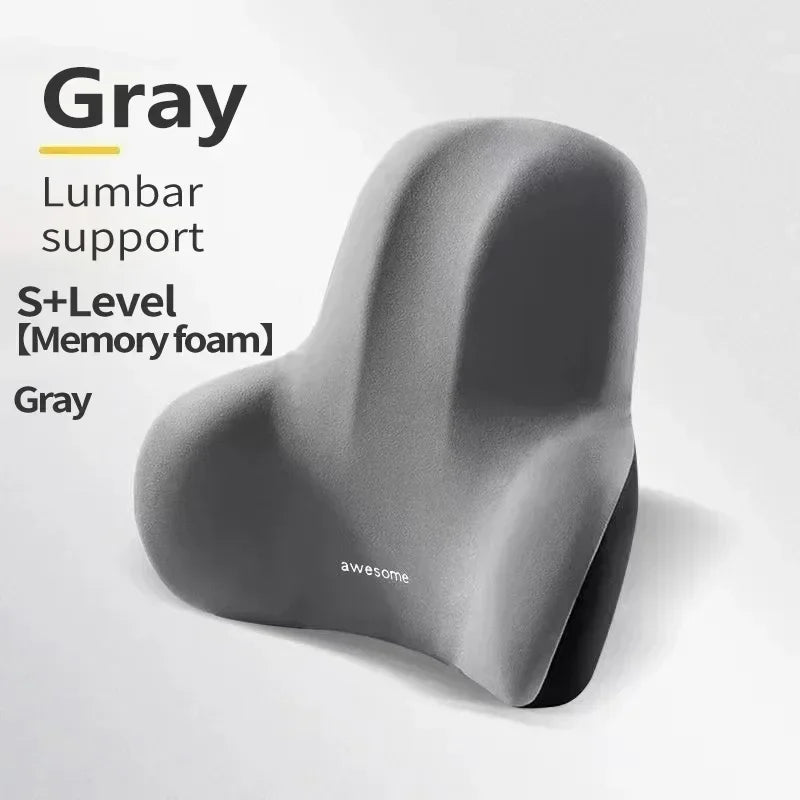 Memory Foam Lumbar Support Pillow – Car, Office & Gaming Chair Lumbar Support Pillow Axl Gray As whown
