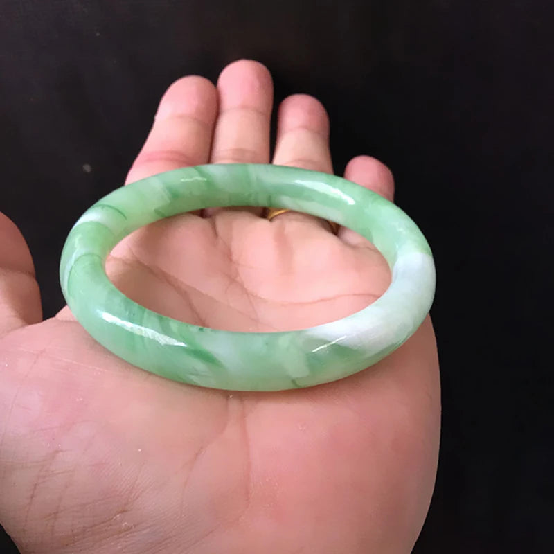 Imitation Jade Glass Bracelet – Green Vintage Bangle for Women Bangle Bracelet Axl
