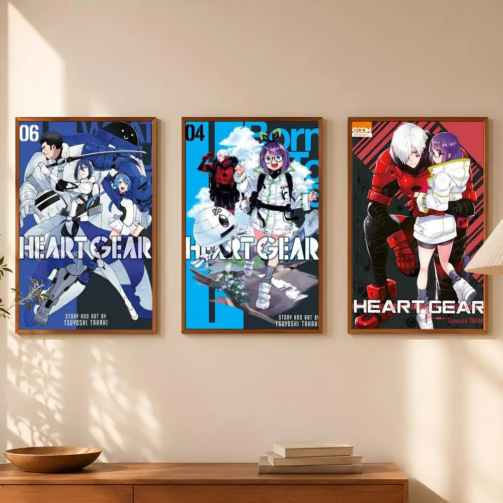 Cartoon Heart Gear Self-Stick Wall Art Poster | Waterproof HD Decor Wall Art Poster Axl