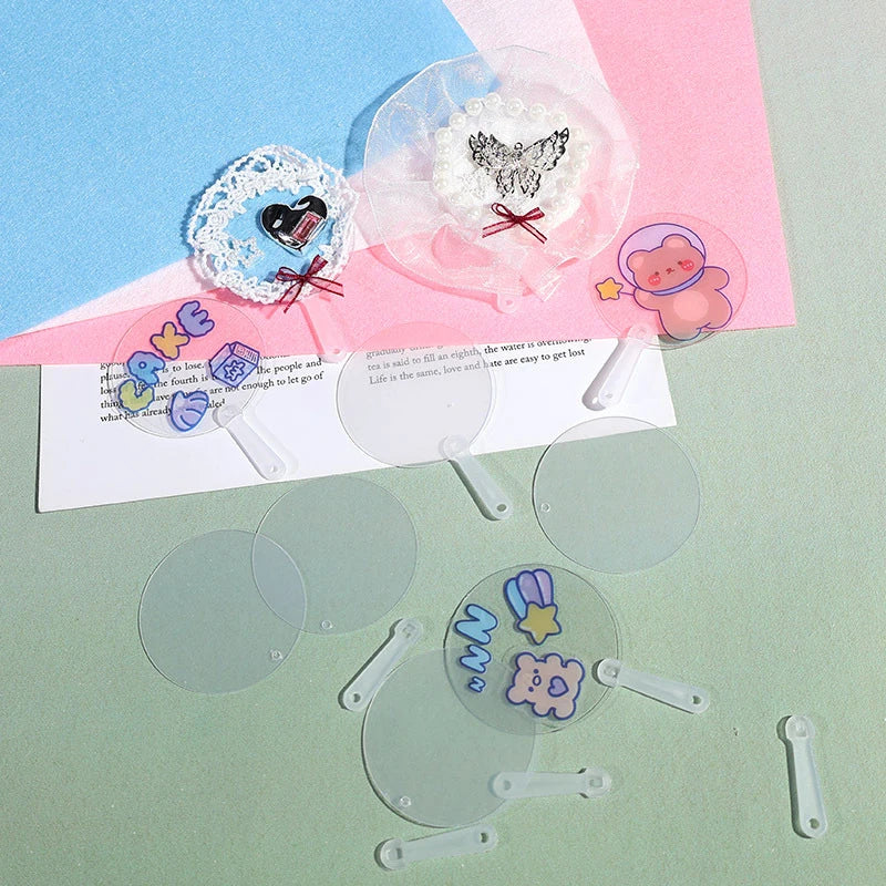 50Pcs Mini Transparent Blank Fans – DIY Art & Party Favors DIY Craft Fan Set Axl