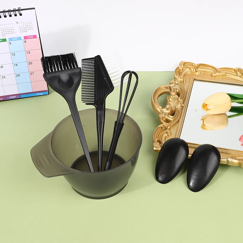 Hair Dye Brush & Bowl Set with Ear Caps & Mixing Rod – 6 Pc Hair Coloring Kit Axl