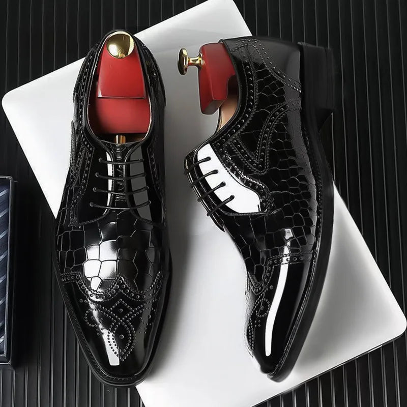 YBQJOO Men's Pointed Toe Brogue Oxford Dress Shoes Men's Dress Shoes Axl