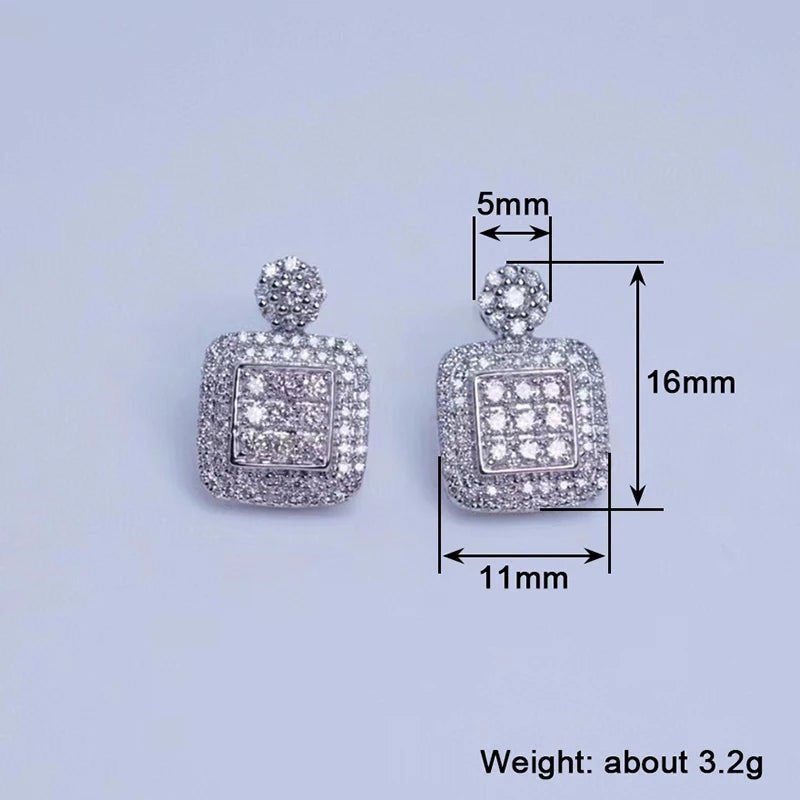 Huitan Geometric CZ Stud Earrings | Full Paved Cubic Zirconia Stud Earrings Axl