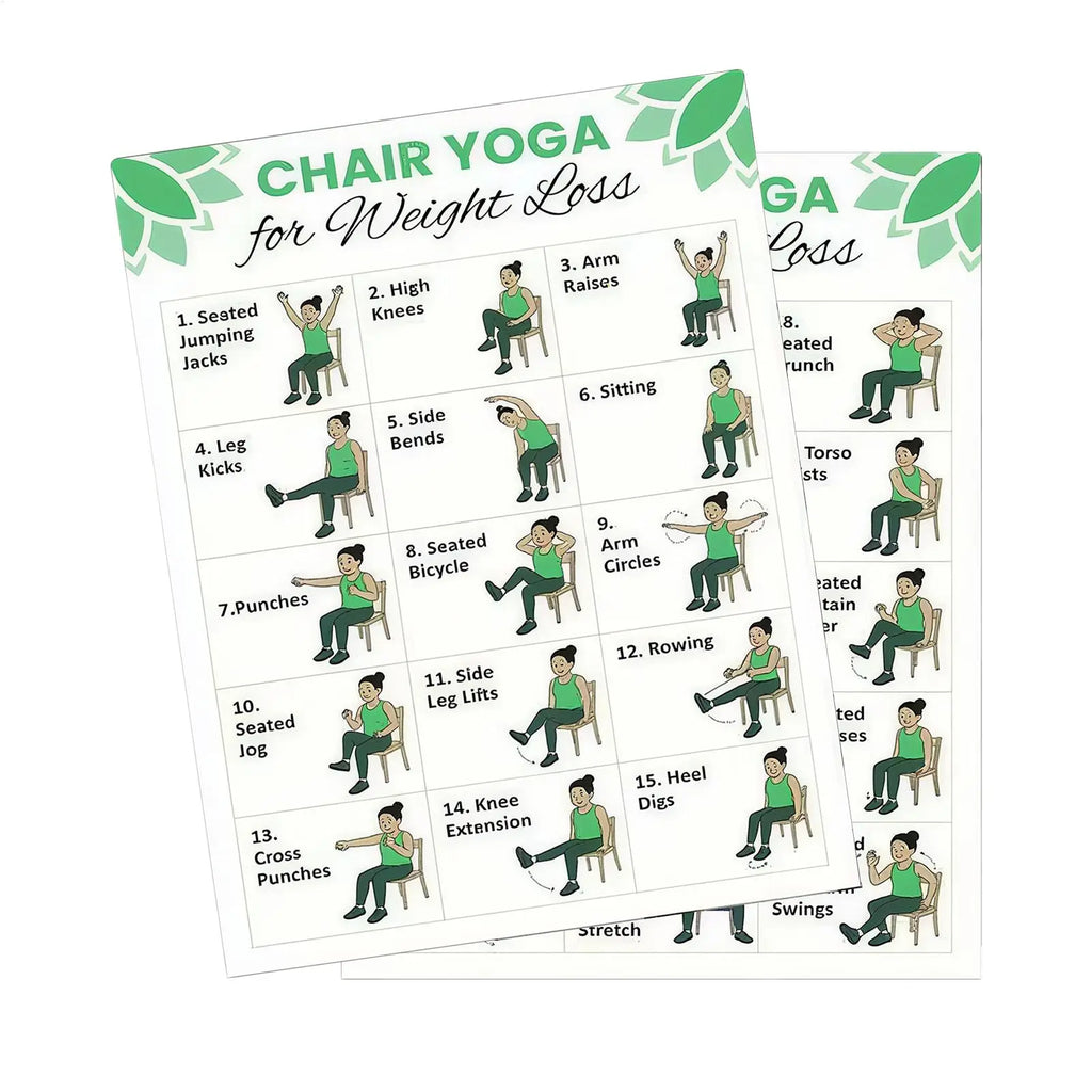 Chair Yoga Poster Set – 30-Day Workout Guide for Seniors Yoga Workout Poster Axl