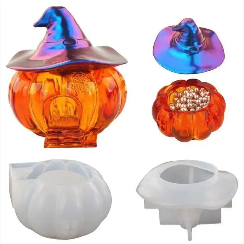 Halloween Witch & Pumpkin Silicone Molds – 2pc Resin Craft Set Silicone Craft Mold Axl