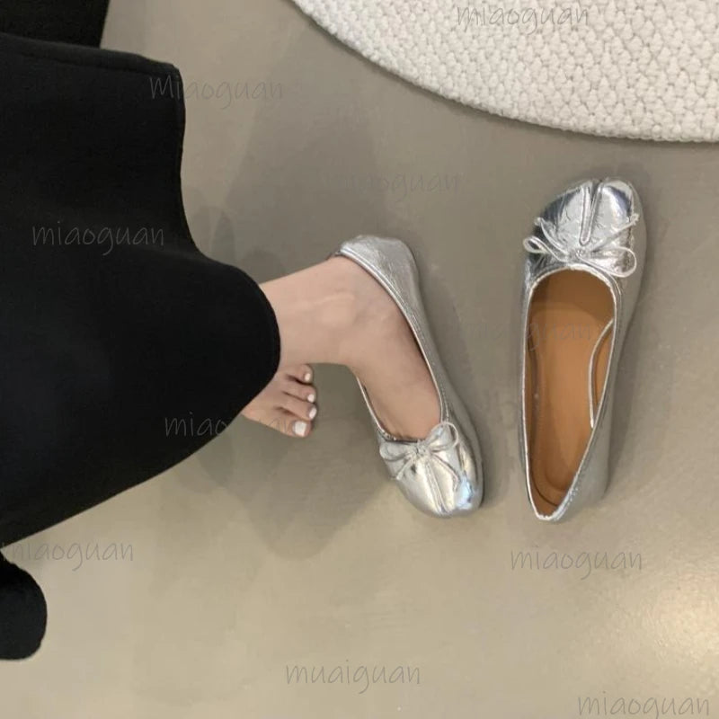 Women's Bow Loafers – Soft Split-Toe Ballet Flats Slip-On Women's Ballet Flats Axl