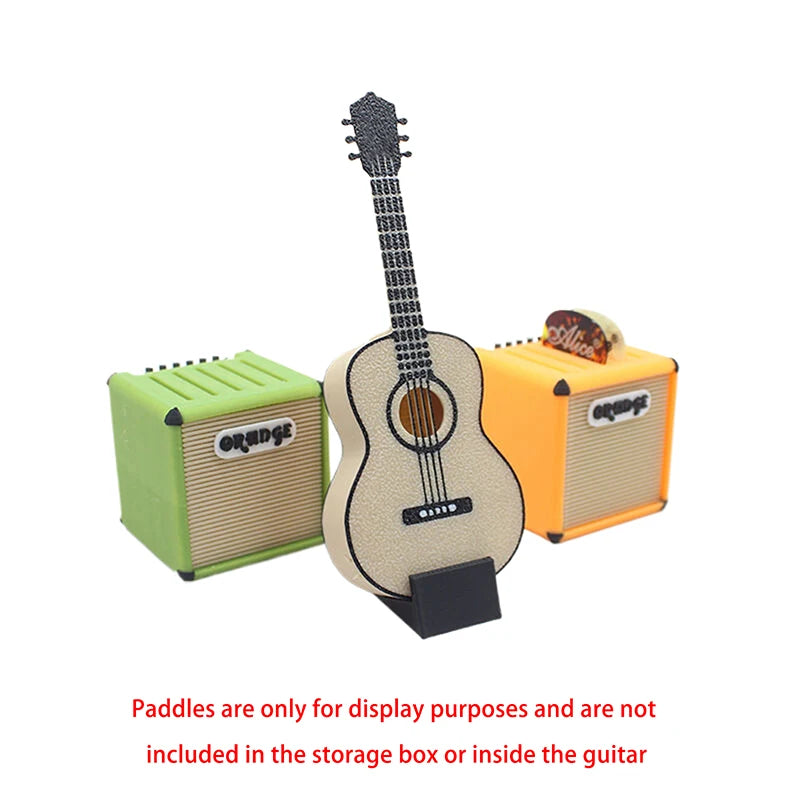 1/12 Dollhouse Miniature Guitar & Pick Storage Box Set Dollhouse Miniature Props Axl