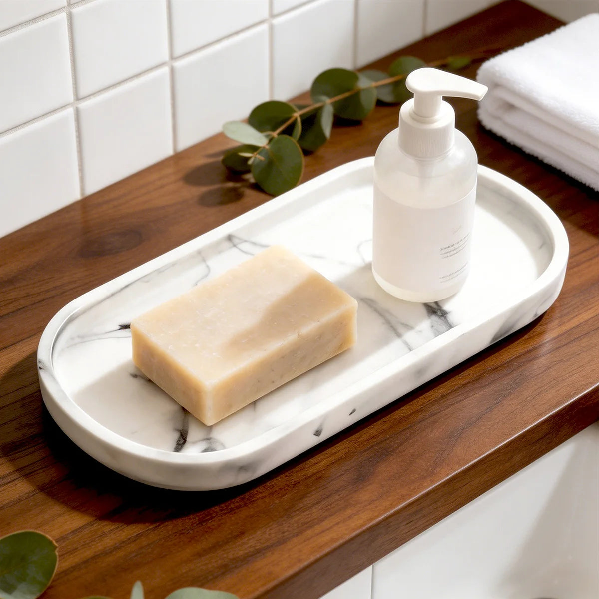 Oval Silicone Soap Dispenser Tray – 9.8" Bathroom Vanity Tray Bathroom Vanity Tray Axl