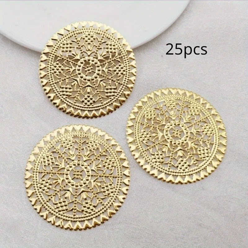 25 Pcs Vintage Bronze Heart Filigree Wraps 60mm | DIY Jewelry Jewelry Filigree Wraps Axl Golden