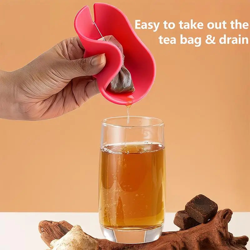 Silicone Tea Bag Squeezer & Holder with Handle | Mug Lid Tea Bag Holder Axl
