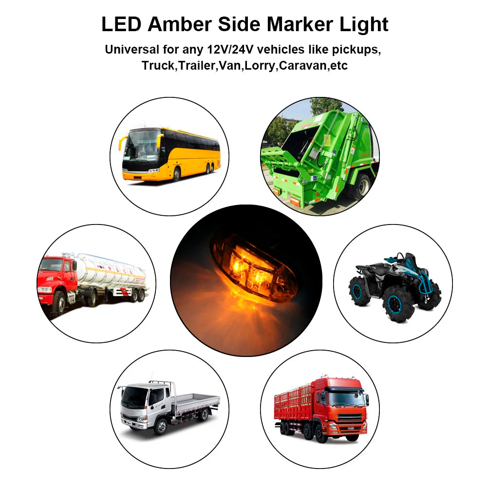 LED Side Marker Lights 12V–24V | Trailer Truck Caravan Pair LED Marker Lights Axl