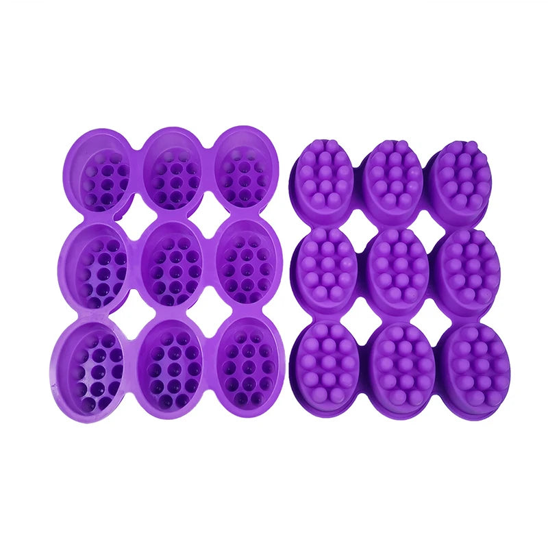 3D Silicone Massage Soap Mold – Oval Spa Bar Mould 2–6 Cavities Silicone Soap Mold Axl
