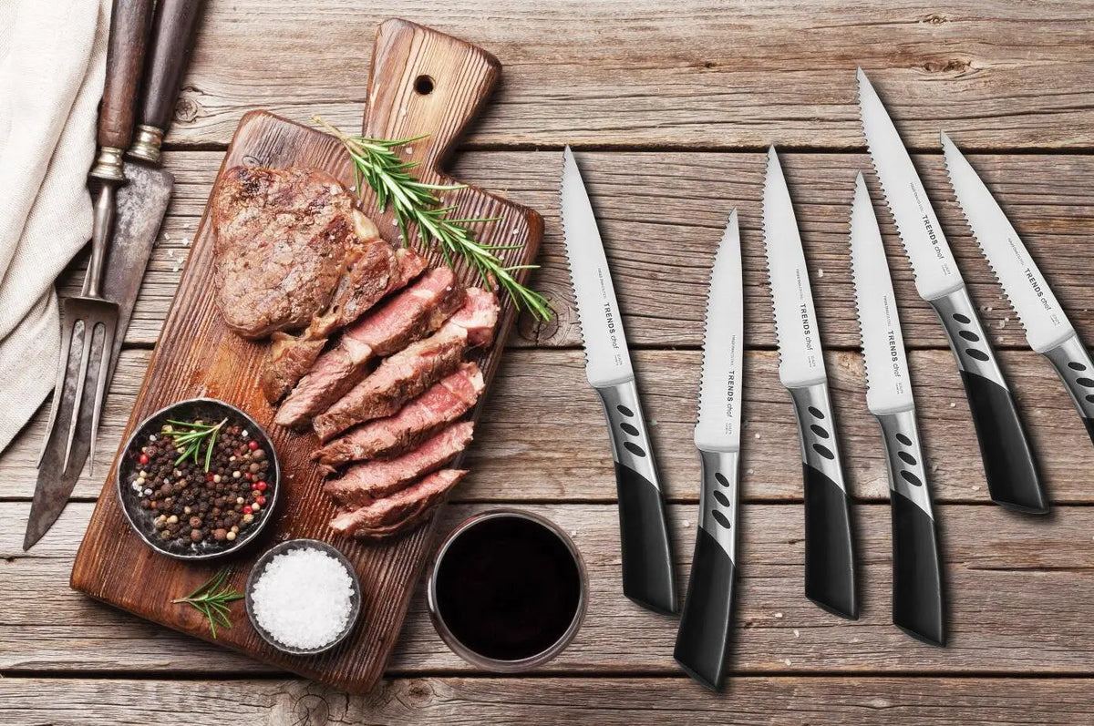6-Piece Serrated Steak Knife Set – German Stainless Steel Steak Knife Set Axl