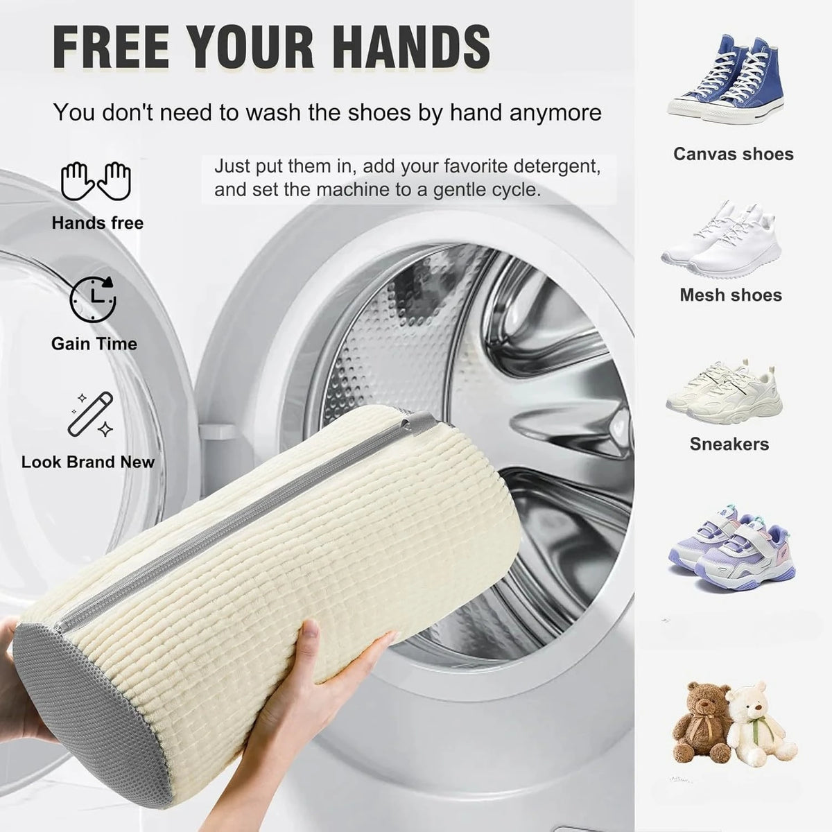 Shoe Laundry Bag – Soft Chenille Polyester Washer Protector Shoe Laundry Bag Axl