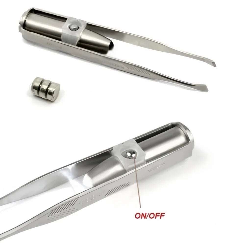 LED Light Eyebrow Clip – Stainless Steel Precision Tweezers Eyebrow Tweezers Axl