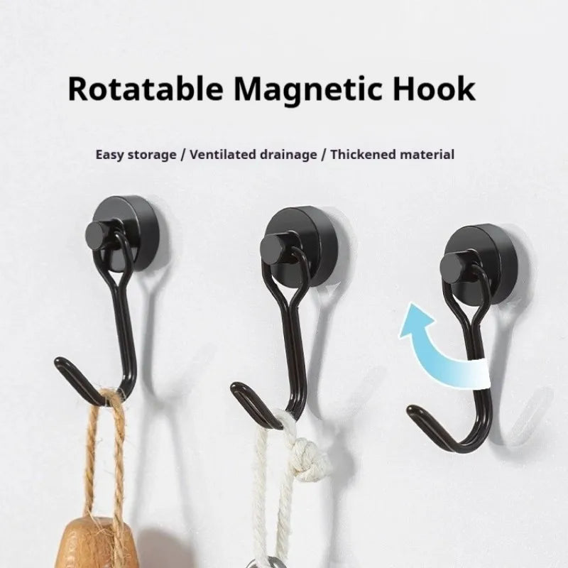 Neodymium Magnetic Hooks 5KG – 360° Swivel No-Drill, 4-Pack Magnetic Hooks Axl