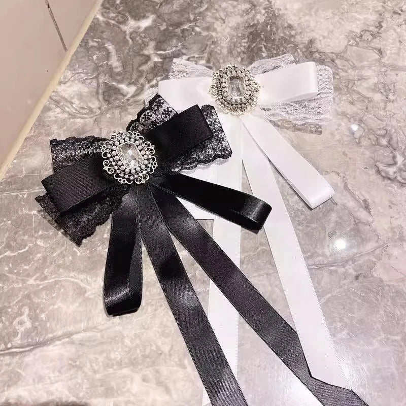 Cloth Art Bow Tie Rhinestone Bowknot Brooch for Women Rhinestone Brooch Pin Axl