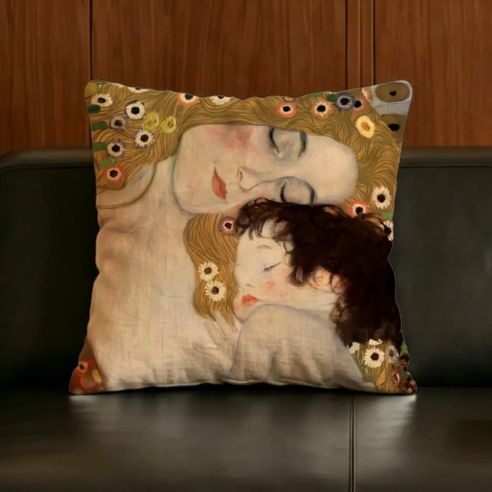 Gustav Klimt Linen Cushion Cover | Sofa, Bed & Chair Decor Linen Cushion Cover Axl White5 45X45cm